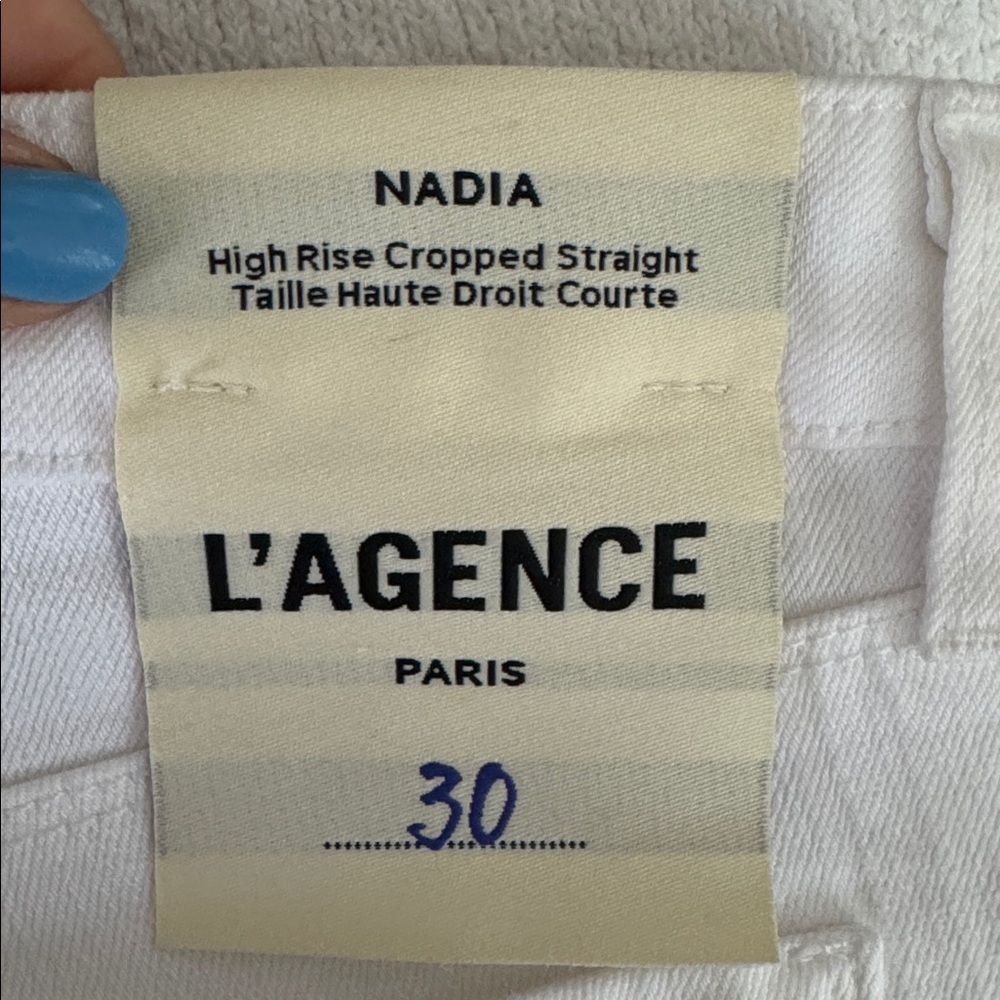 NWT L Agence Nadia Cropped White Jeans Size 30 - Picture 9 of 11